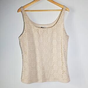 White House black Market Floral Cutout stretchy lined tank top Size XL NWT